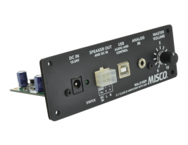 A 2.1 channel, 90 watt amplifier from MISCO - model number 93106.