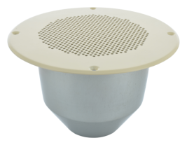 The front of a 6" wide range train ceiling speaker from MISCO Speakers -- OEM model 90156