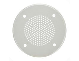 A 7" round stainless steel ceiling grille for speakers - BAF-938-11044-A.